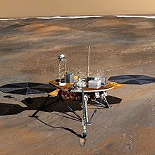 Ilustração mostra sonda Phoenix, que pode ter destruído evidências de vida em Marte